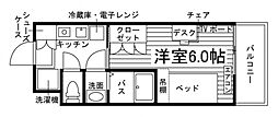 GRANDSTEADY石橋阪大前 1Kの間取図画像