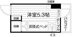 学生会館ユニハーモニー天満橋 ワンルームの間取図画像