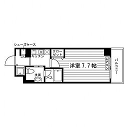 カルムイン天神橋 1Kの間取図画像