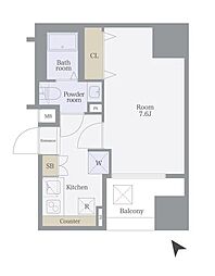 アイルプレミアム千駄木 6階1Kの間取り