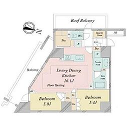 ドゥーエ早稲田 10階2LDKの間取り