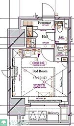 ブランシエスタ浅草蔵前 2階ワンルームの間取り