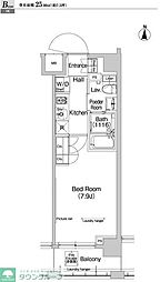 プラウドフラット神楽坂III 2階1Kの間取り