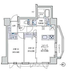 オーキッドレジデンス三ノ輪 5階2LDKの間取り