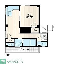 ブリーズ白山 3階1Kの間取り
