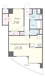 クレール小石川 4階1LDKの間取り