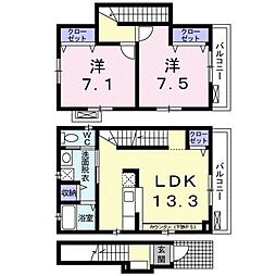 グローリア西麻布 1階2LDKの間取り