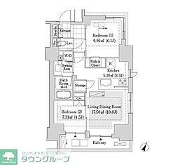 リブクオーレ神保町 11階2LDKの間取り