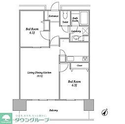 プラザタワー勝どき 30階2LDKの間取り