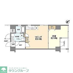 フォセット月島 3階1LDKの間取り