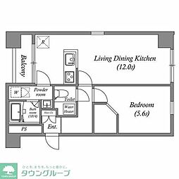 オーパスホームズ八丁堀 6階1LDKの間取り