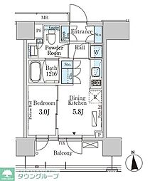 PARKAXIS上野EAST 1Kの間取図画像