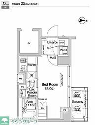 プラウドフラット神楽坂3 1Kの間取図画像