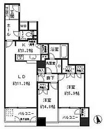西早稲田東ウイング 2LDKの間取図画像