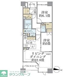 ブリリアウェリス文京千駄木 2LDKの間取図画像