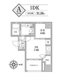 KDXレジデンス神田 1DKの間取図画像