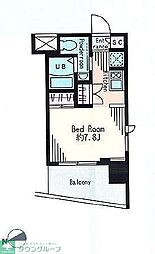 レジディア市谷薬王寺 ワンルームの間取図画像