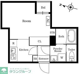 プレニーズ護国寺PREMIER ワンルームの間取図画像