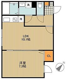 VORT文京白山residence 1LDKの間取図画像