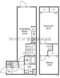 リーガランド神楽坂 2LDKの間取図画像
