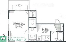 ハイムかしの木 1Kの間取図画像