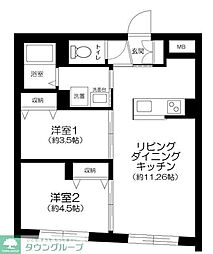CENTRAL GARDEN RESIDENCE TOKYO 2LDKの間取図画像