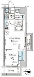 パークアクシス木場キャナルウエスト 1LDKの間取図画像