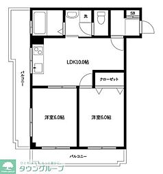 第2若木コーポ 2LDKの間取図画像
