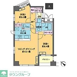 カスタリア茅場町 2LDKの間取図画像