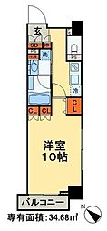 プライムアーバン日本橋浜町 1Kの間取図画像