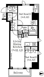 ルフォンプログレ文京湯島 2LDKの間取図画像