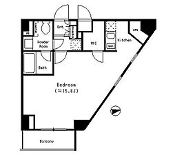 ParkCube四谷三丁目 ワンルームの間取図画像