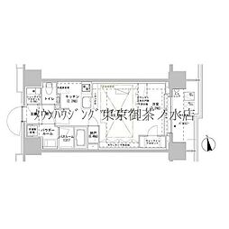 パークスフイア牛込神楽坂 1LDKの間取図画像