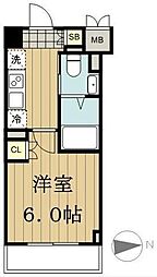 プラウドフラット神楽坂2 1Kの間取図画像