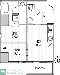 ALTERNA文京湯島(ルミーク文京湯島) 2DKの間取図画像