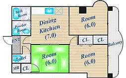 プランドール東豊中2 3階/-