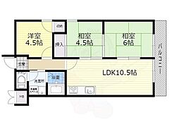 カーサ刀根山 3LDKの間取図画像