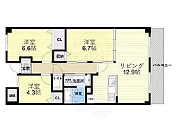 インプルーブ緑地公園 3LDKの間取図画像