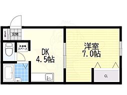 フィールズ箕面 1DKの間取図画像