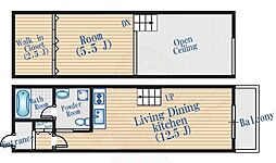 スタディオン千里 1LDKの間取図画像