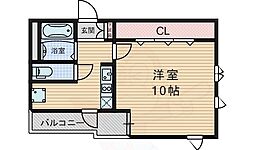 緑地マンション 1Kの間取図画像