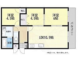 カーサ刀根山 3LDKの間取図画像