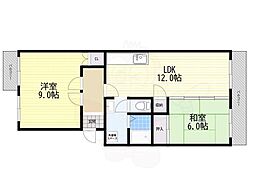 ハイツキャスティーA棟 2LDKの間取図画像