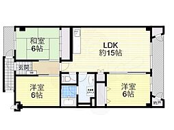 桃山台グランドマンションD-3棟 3LDKの間取図画像