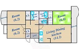 グリーンビュー少路 3LDKの間取図画像