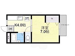 フィールズ箕面2 1Kの間取図画像