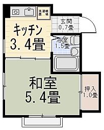 ファーストビル飯島 2階1Kの間取り