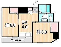 山一宮城ステーツ 2階2Kの間取り