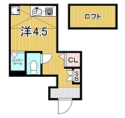 桂ビル 1階ワンルームの間取り