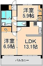 ＫＳ・ＷｉｎＨｉｌｌｓ 2階2LDKの間取り